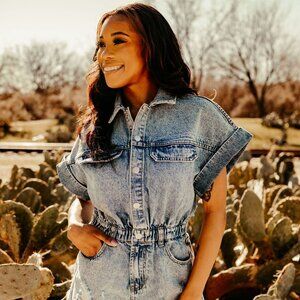 Gaudie Denim Romper | Size M